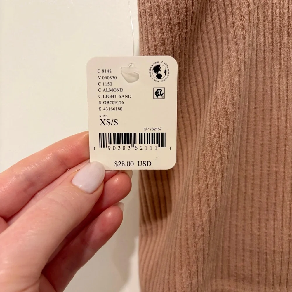 Free People Intimately Solid Rib Brami Size XS / S Almond Beige Nude NWT NEW - Picture 5 of 8